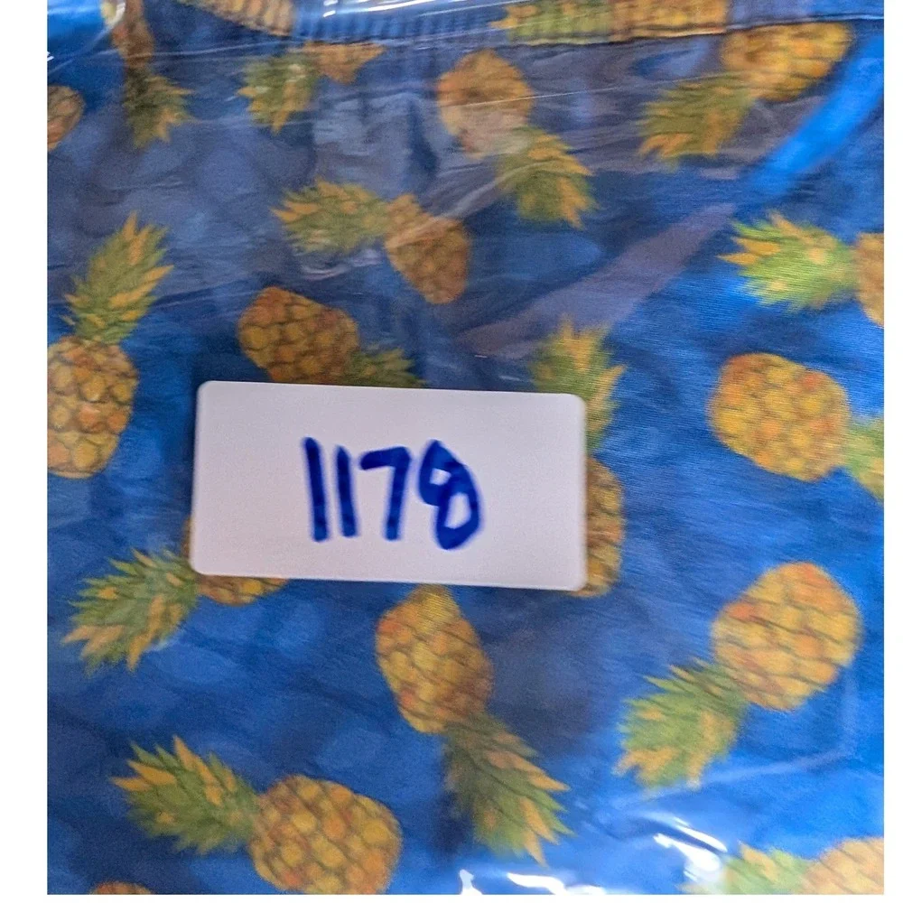 Johnston & Murphy Swim Trunks Mens Large Blue Pineapple Print Tropical Resort‎